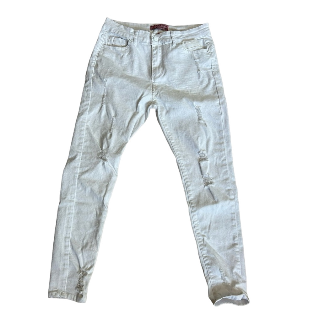 Wax Jeans White Distressed Denim Jeans Butt I Love You Women’s Size 9 (29)